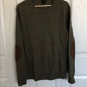 Olive green jcrew sweater w/ elbow patches